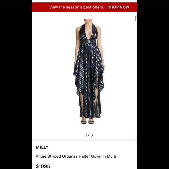 MILLY Angie Stripped organza halter gown - Picture 11 of 11